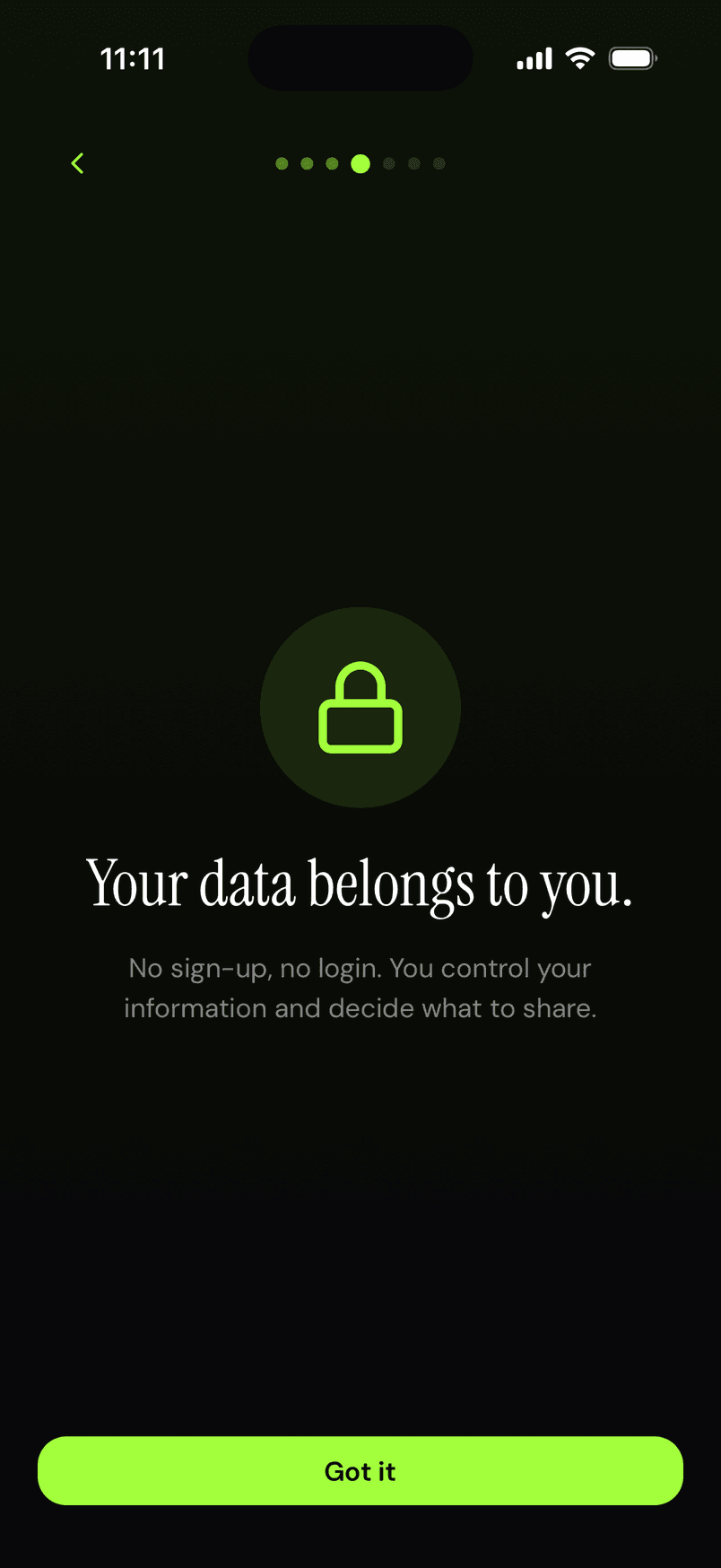Privacy: your data belongs to you, no sign-up, no login.