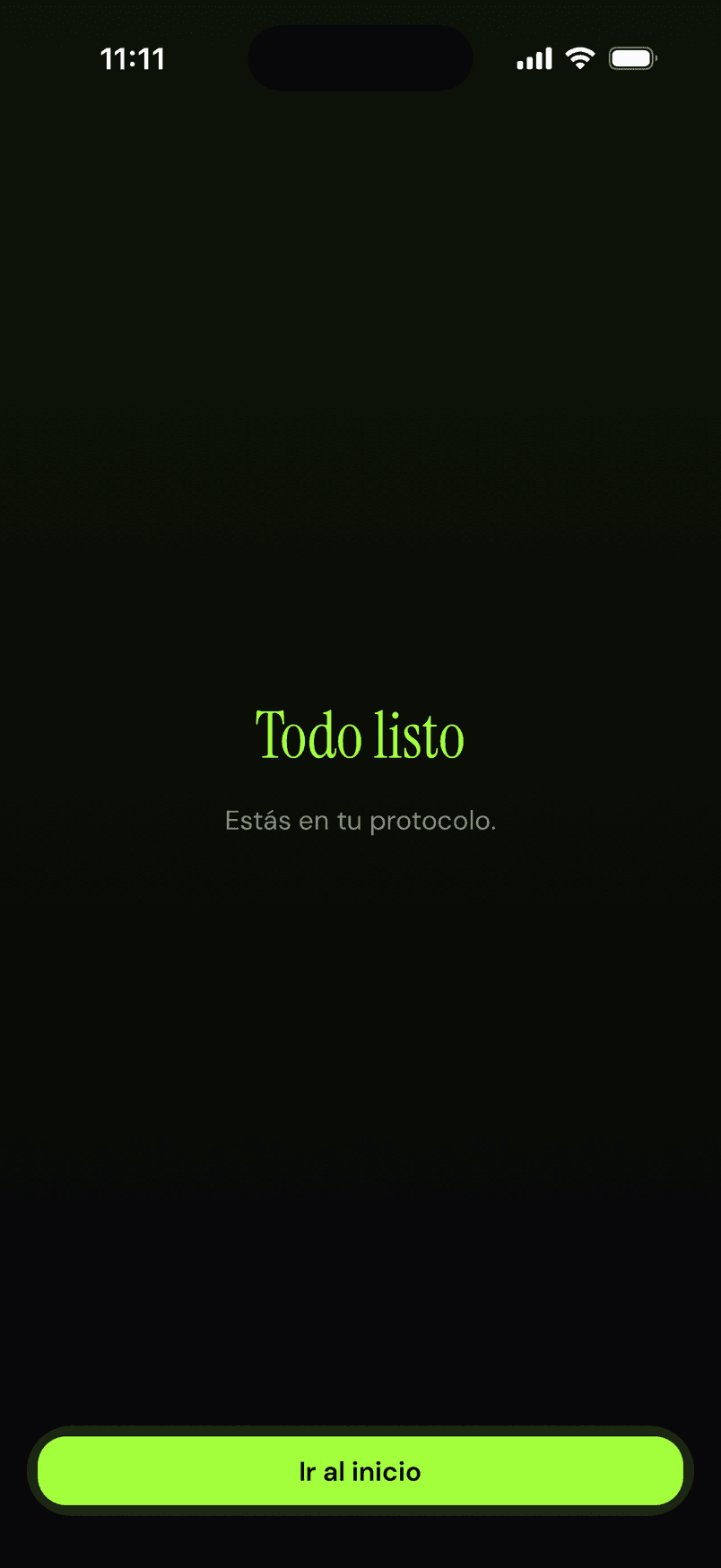 Todo listo: estás en tu protocolo.
