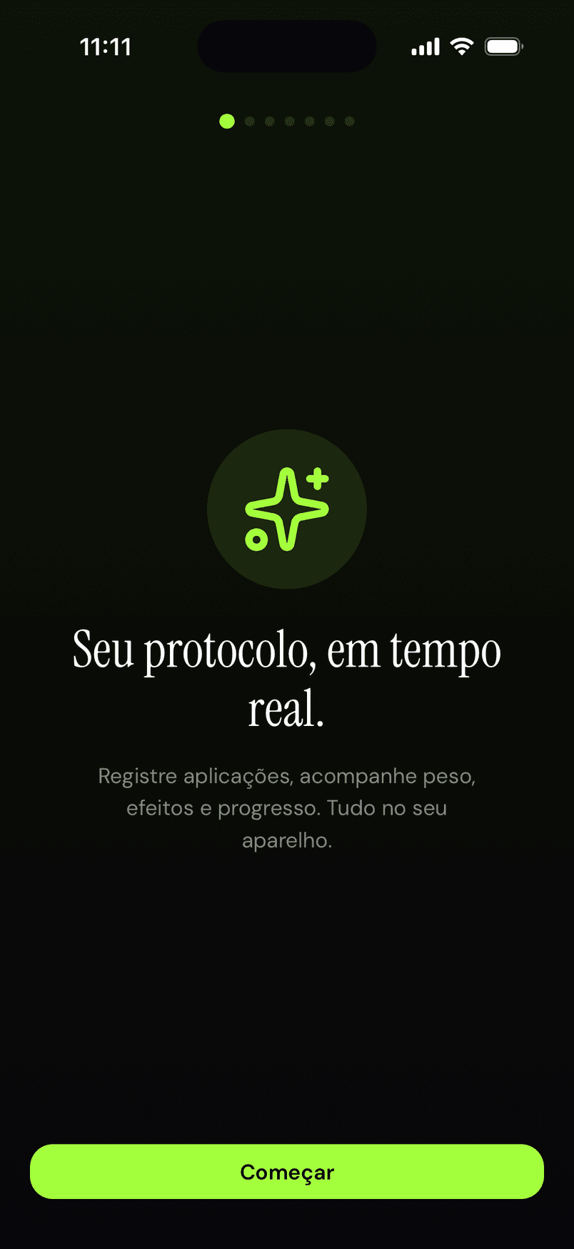 Tela de boas-vindas: Seu protocolo, em tempo real.