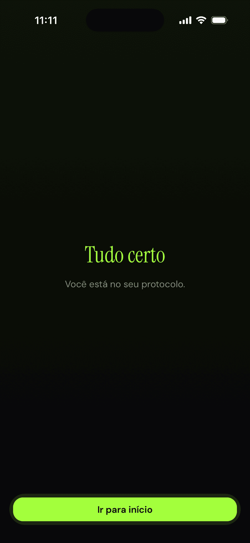 Tudo certo: você está no seu protocolo.
