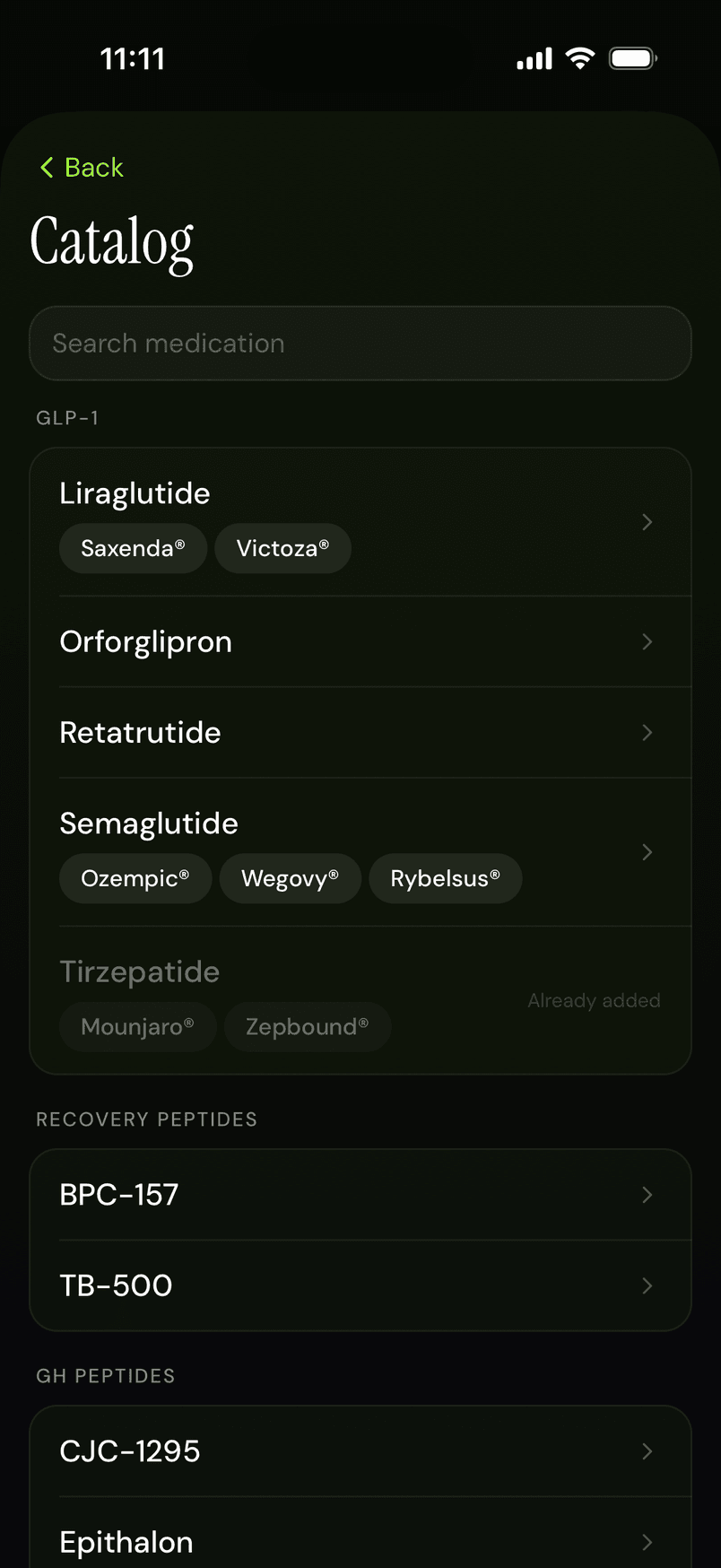Medication catalog